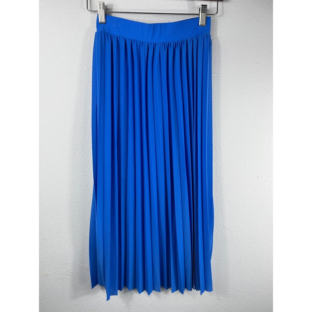 Love Poem Women Skirt Blue M Pleated Midi Accordion Elastic Waist Minimalist